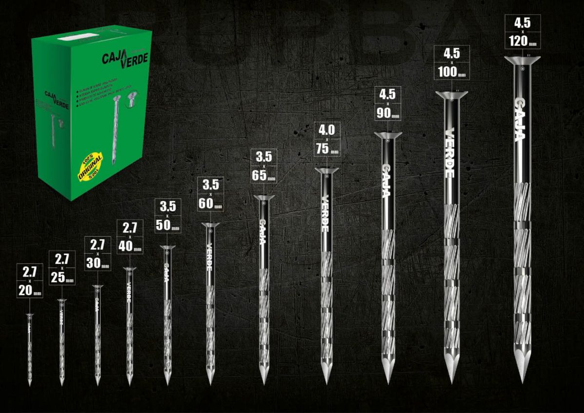 CLAVO DE ACERO CAJA VERDE B/B 5.0X150-6