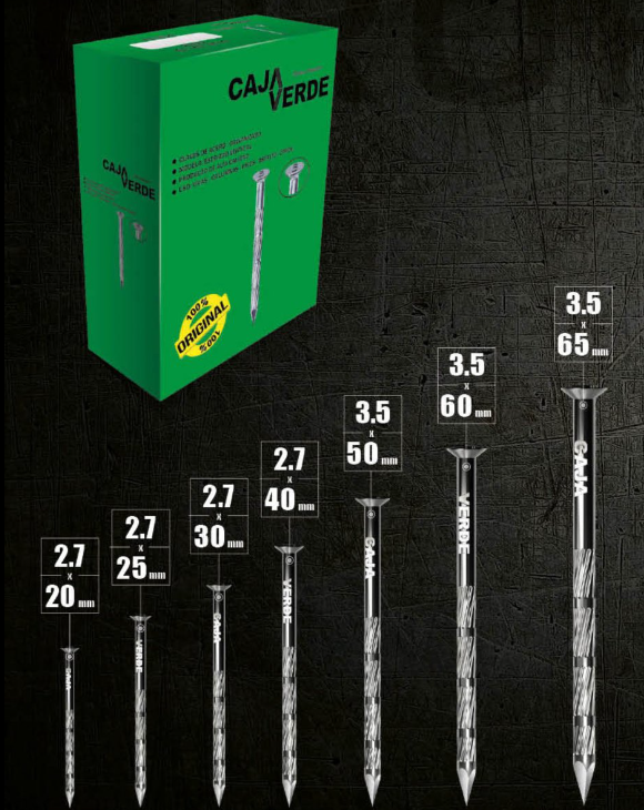 CLAVO DE ACERO CAJA VERDE B/B 4.5X150-6
