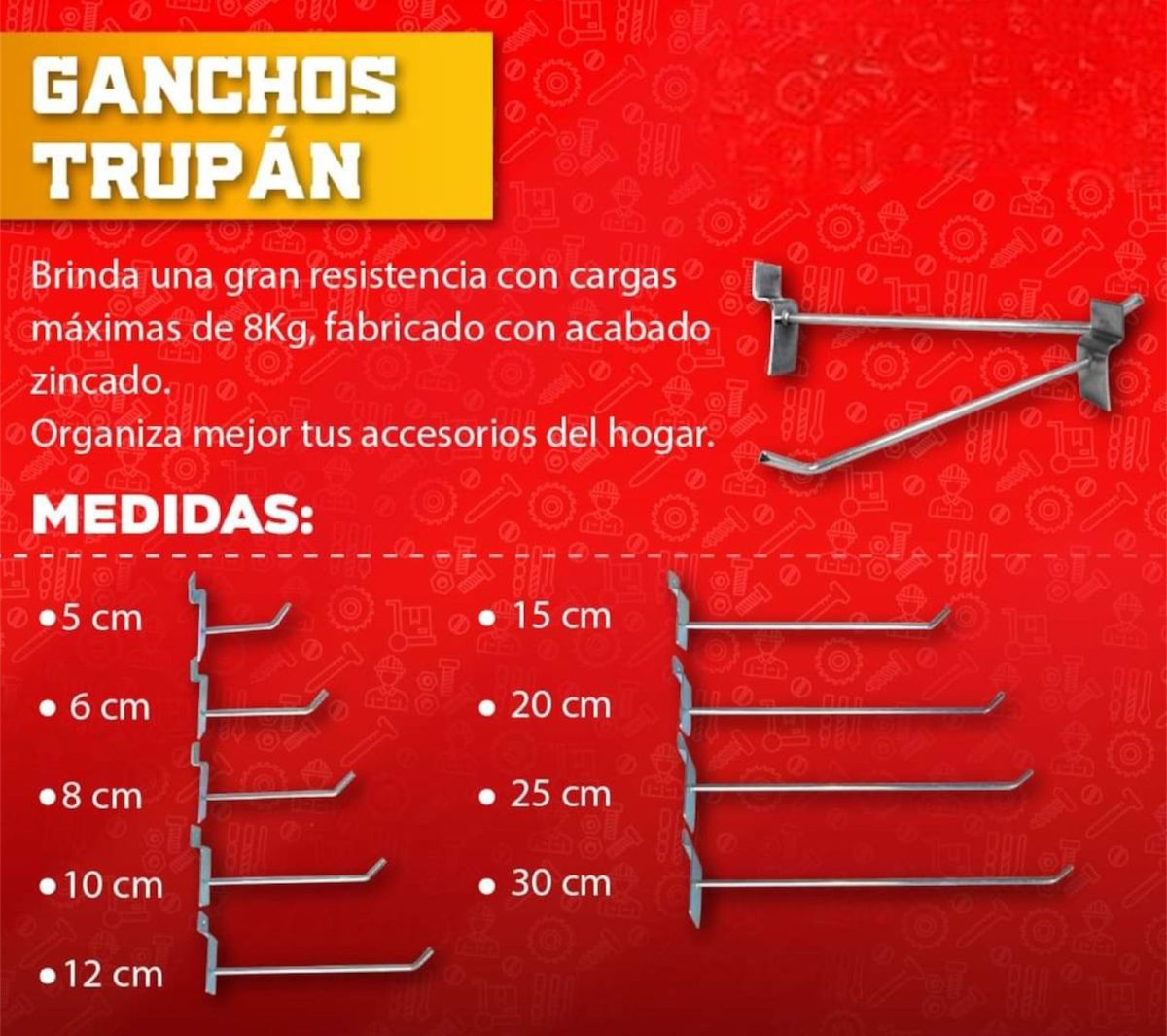 GANCHO PARA TRUPAN ZINCADO 10