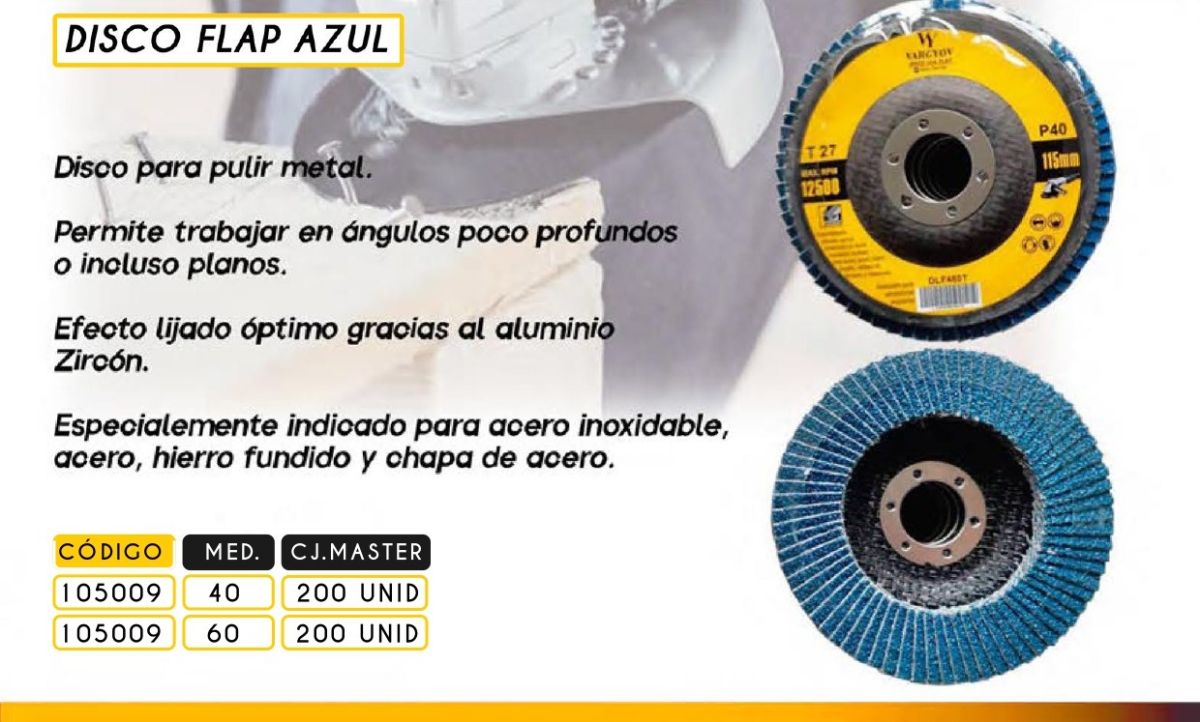 DISCO FLAP AZUL P/METAL 80 VY