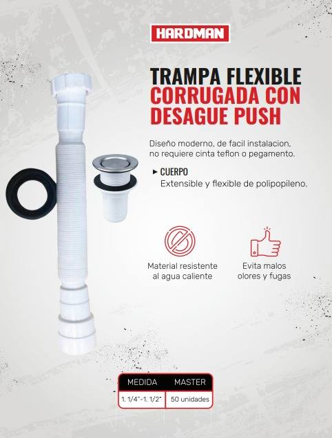 TRAMPA PVC CORRUGADA C/PUSH1.1/2-1.1/4 HARDMAN